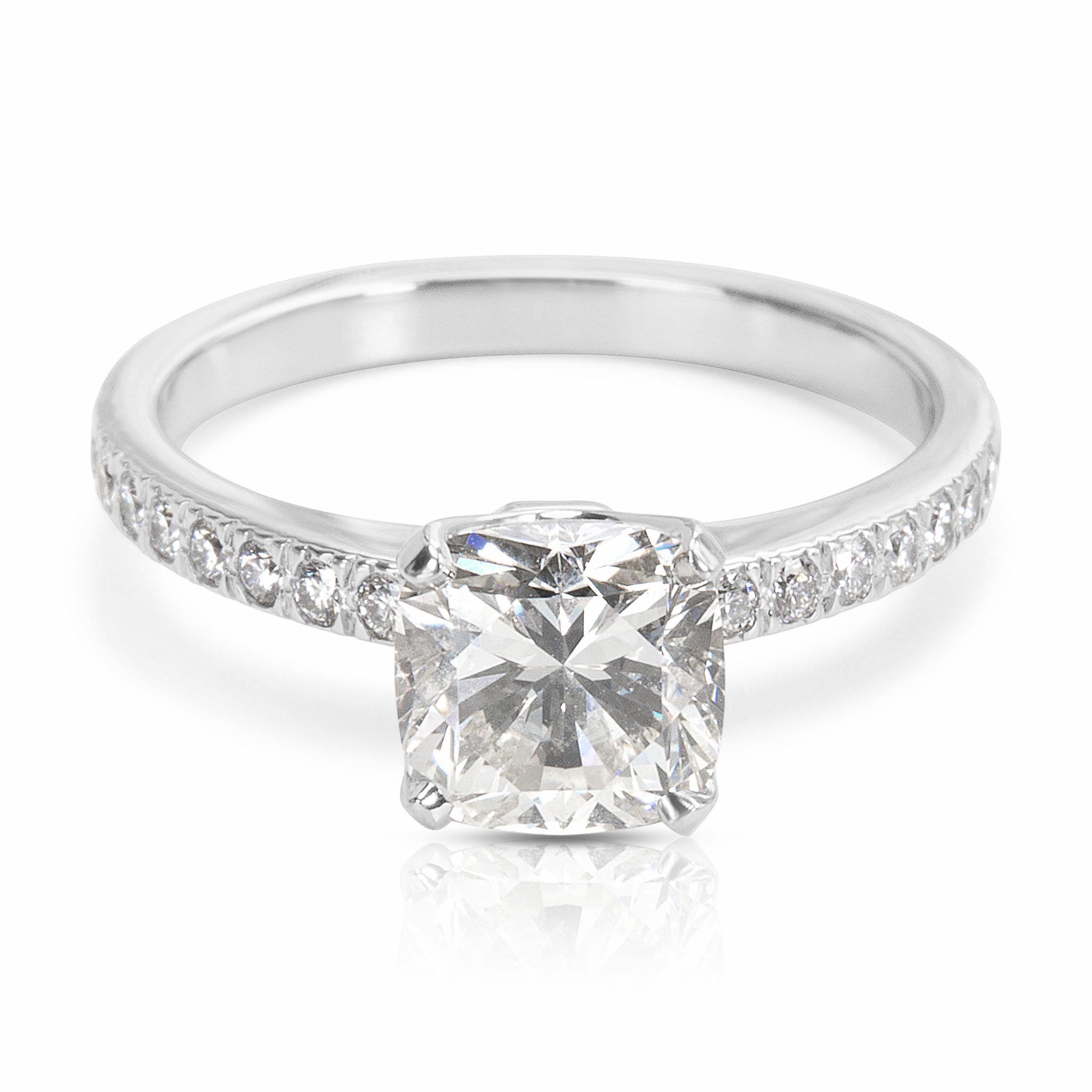 diamond ring with cushion cut center stone